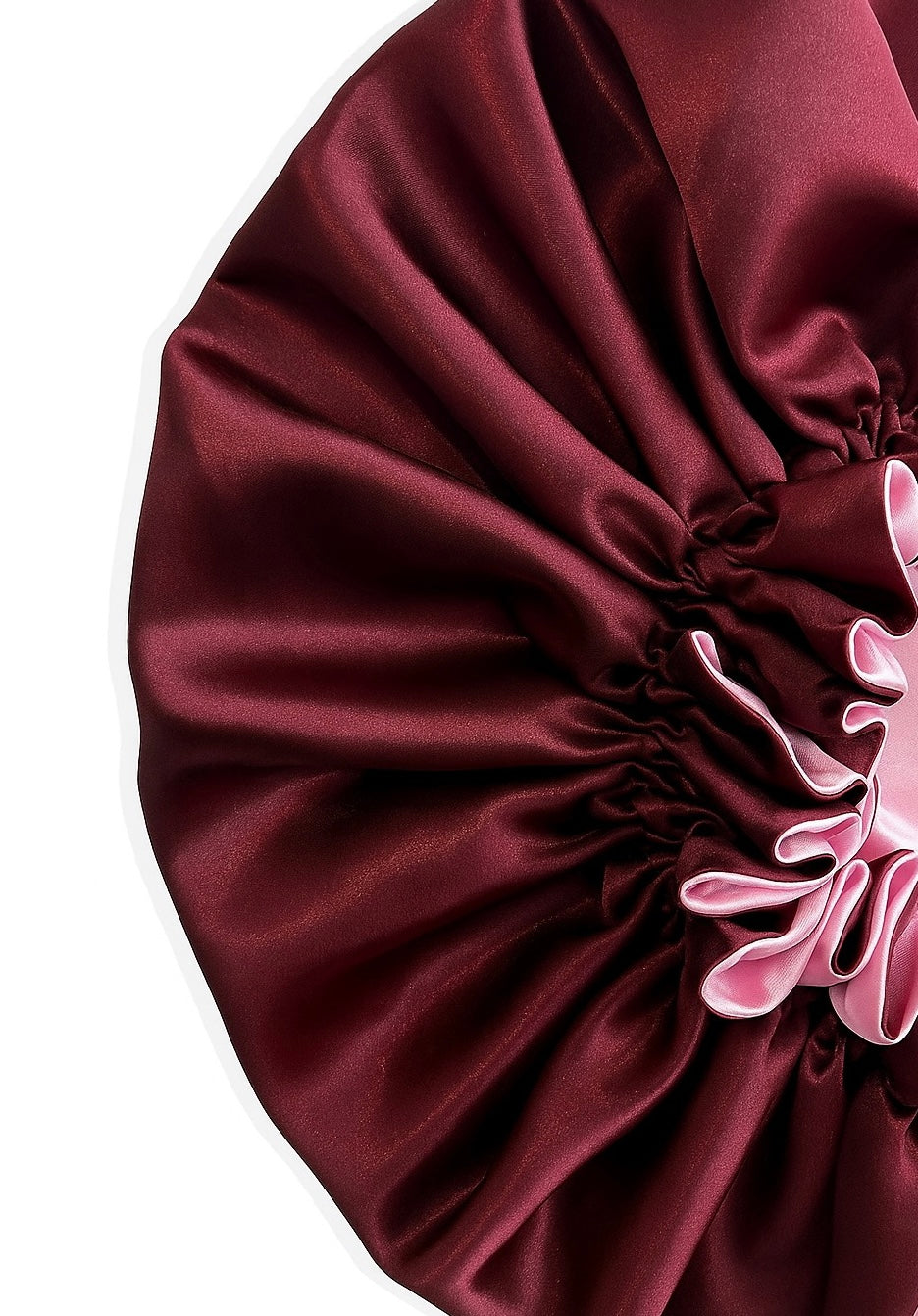 Reversible Ruffle Satin Bonnet – Two-Colour Design